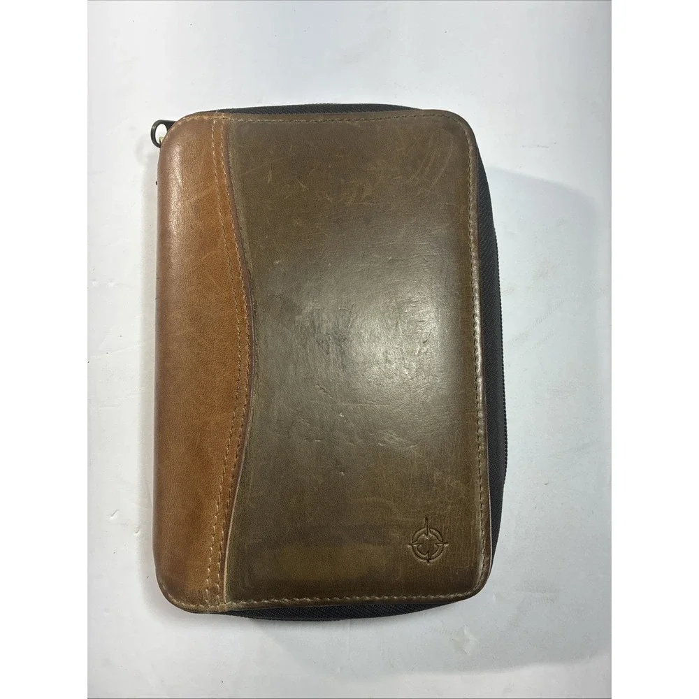 Vintage 1996 Franklin Covey 6 Ring Zip Around Full-Grain Leather Made In Korea